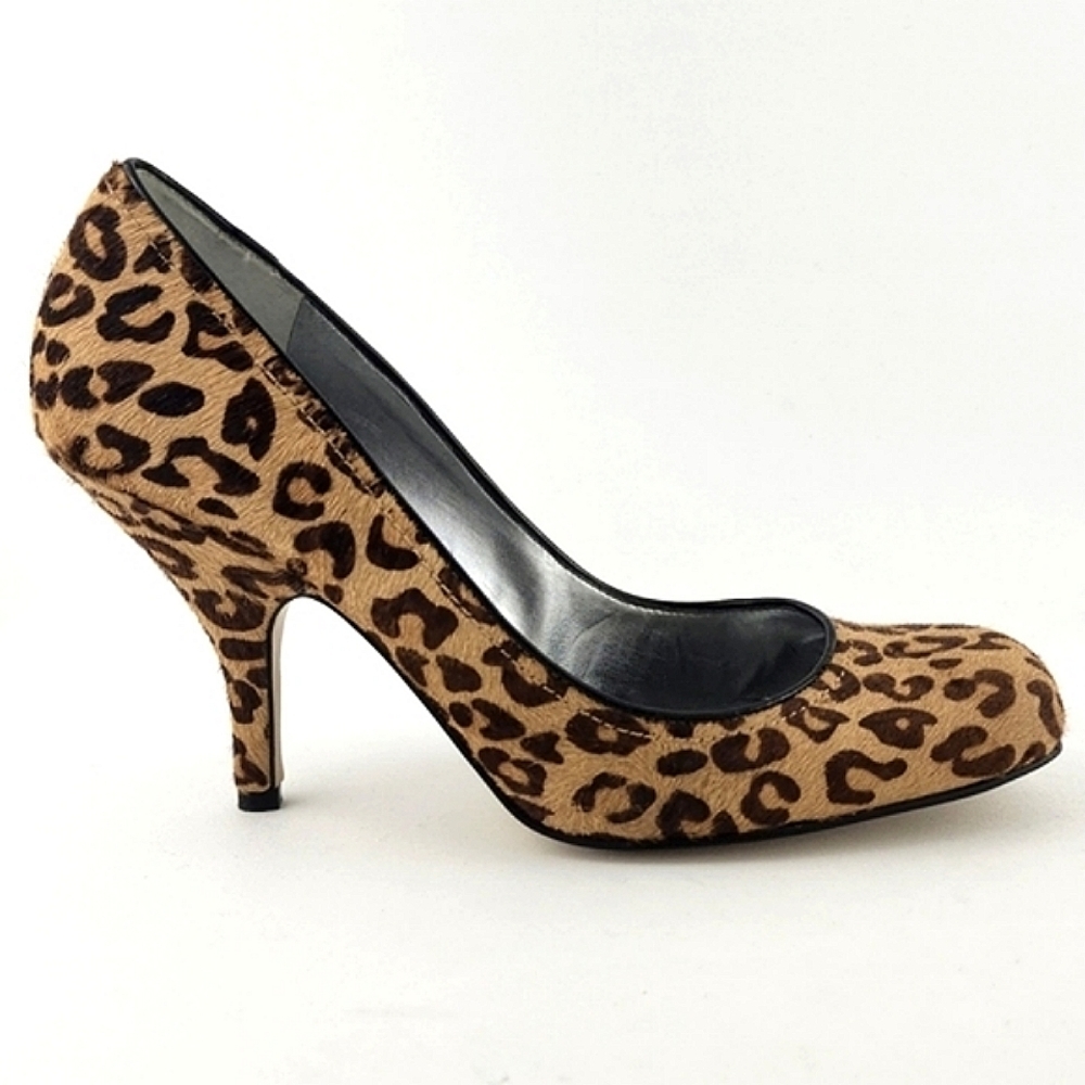 Guess by Marciano Leopard Two Tone Brown Tan Print Square Toe Heel Shoes Size 8M